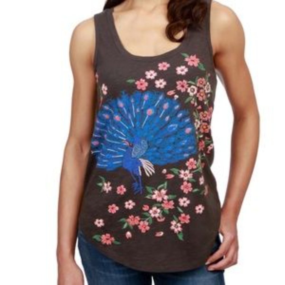 Lucky Brand Embroidered Peacock Tank
